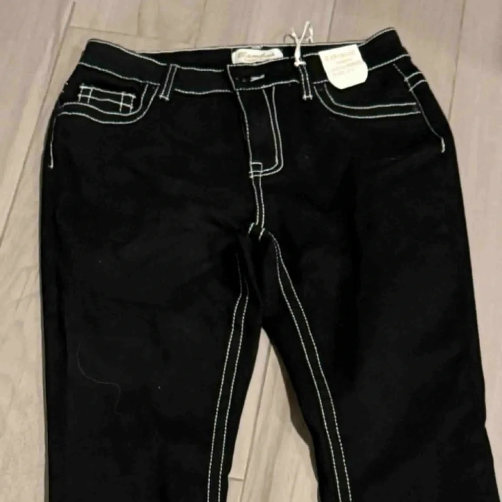 Bamboo Chic Black Flared Jeans with Contrast Stitching size 11 juniors